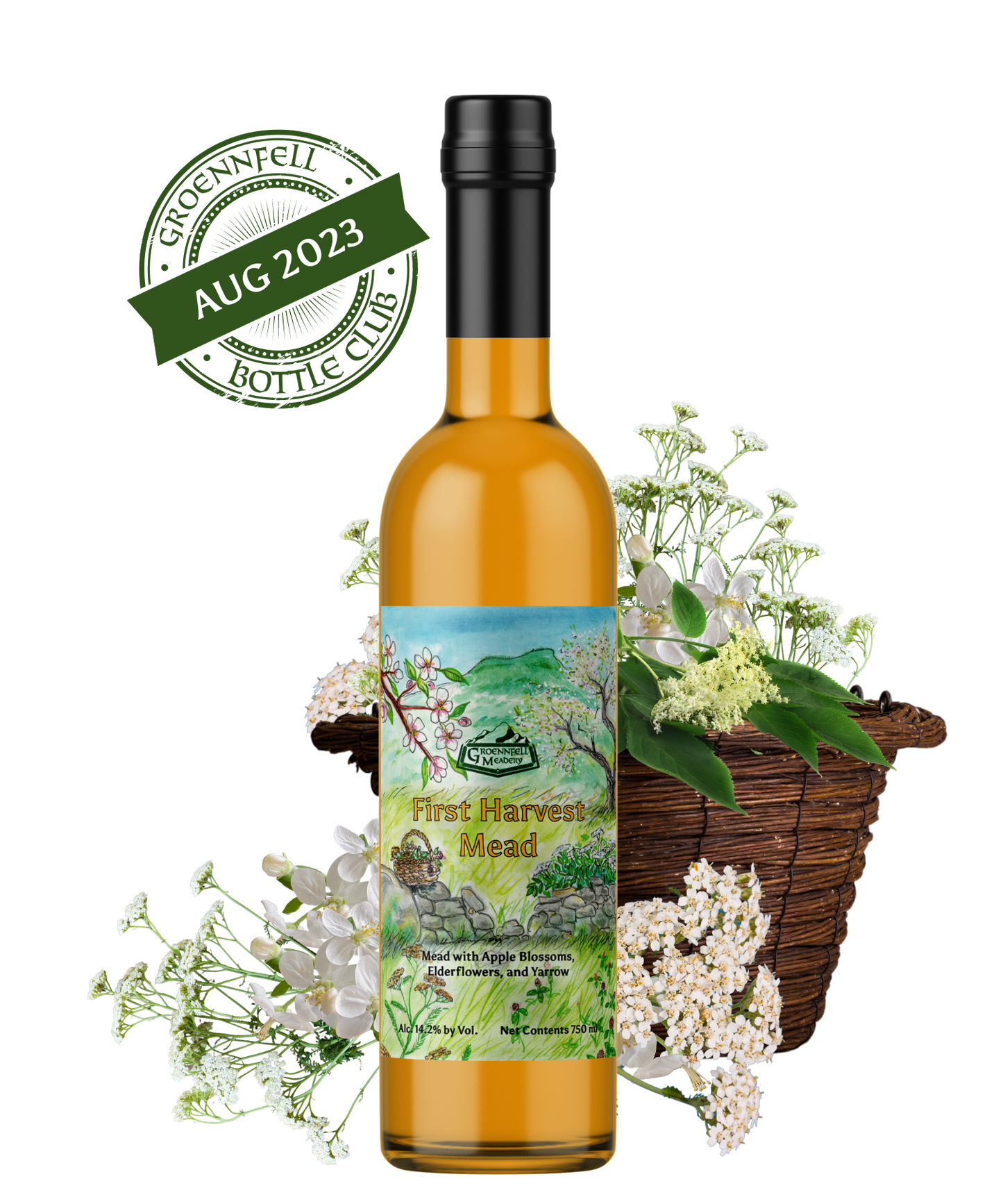 First Harvest Ancient Collection Mead with Apple Blossoms, Elderflowers, and Yarrow by Groennfell - 2023 Release
